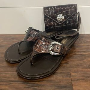 Brighton brown croco sandal and wristlet wallet set